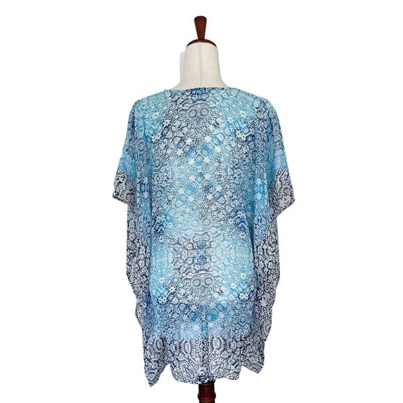 Tommy Bahama Women's Sheer Swim Coverup Blue Size Small Tropical Vacation - Picture 8 of 9